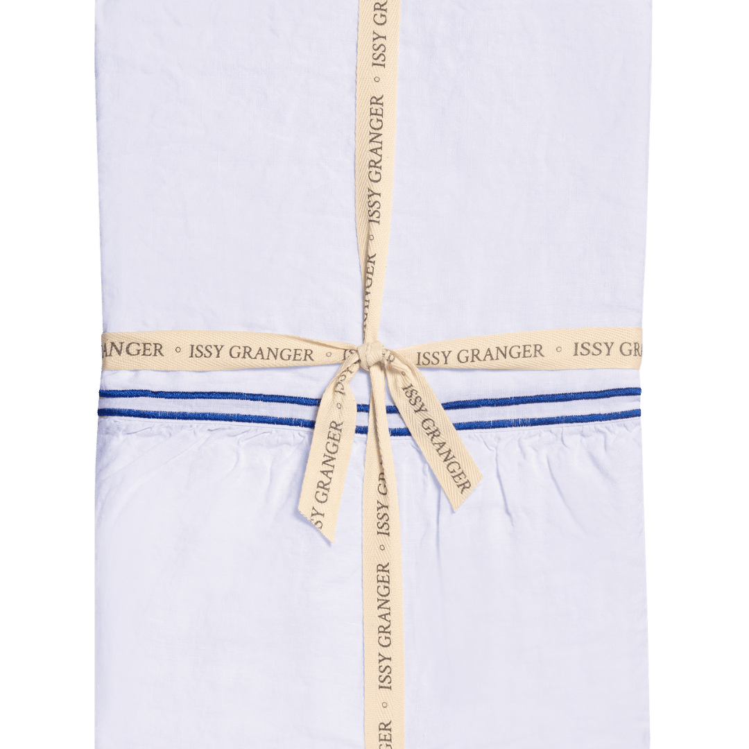 White Double Piped Linen Tablecloth Issy Granger 