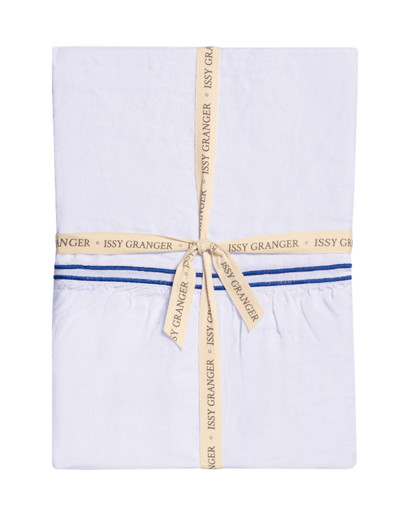 White Double Piped Linen Tablecloth Issy Granger 