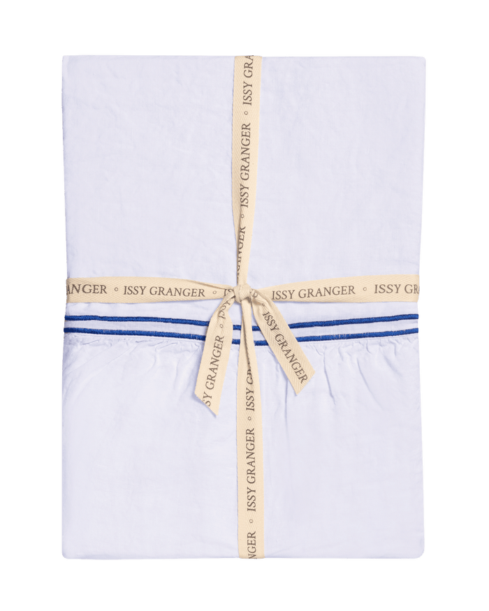 White Double Piped Linen Tablecloth Issy Granger 