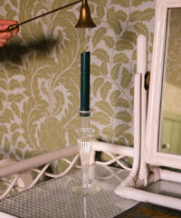 Esna Clear Glass Candle Holder Candlestick Issy Granger Dark Green Wax Dinner Candle Candle Snuffer