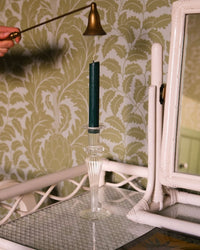 Esna Clear Glass Candle Holder Candlestick Issy Granger Dark Green Wax Candle Holder 