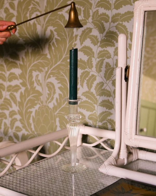 Esna Clear Glass Candle Holder Candlestick Issy Granger Dark Green Wax Candle Holder 