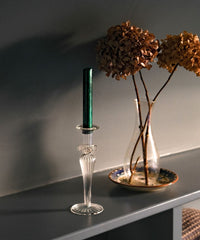 Esna Clear Glass Candle Holder Candlestick Issy Granger Dark Green Wax Dinner Candle 