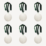 Box of Six Etched Glass Christmas Baubles