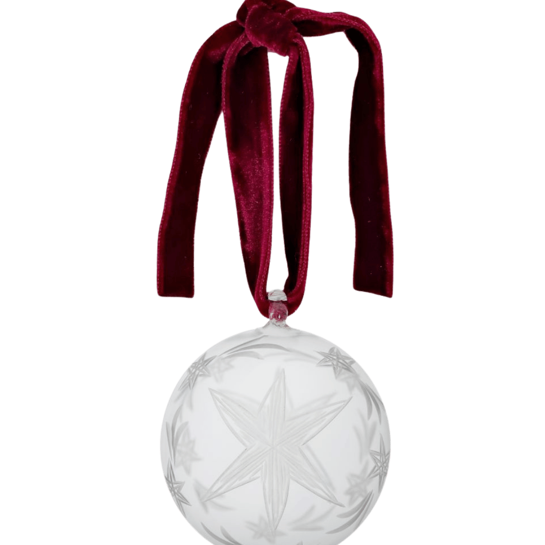 Etched Star Glass Christmas Bauble