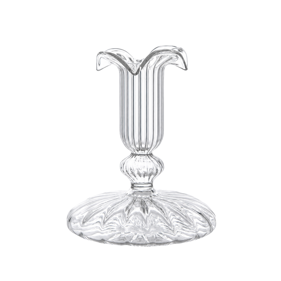 Frill Top Glass Candle Holder Issy Granger Clear Glass Candlestick 