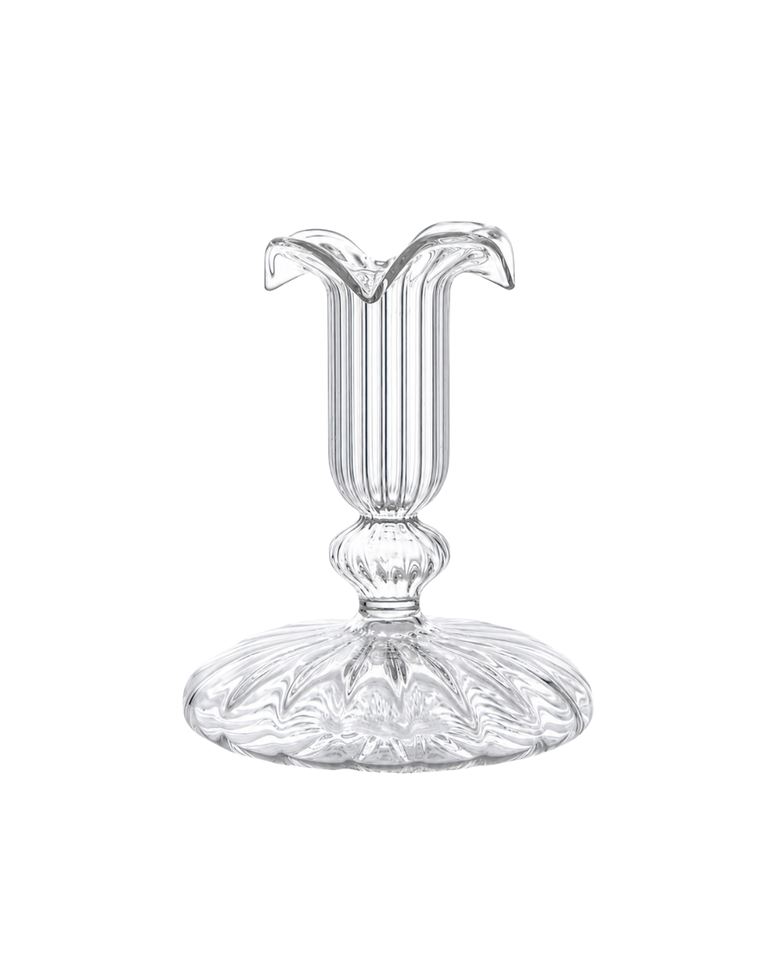Frill Top Glass Candle Holder Issy Granger Clear Glass Candlestick 