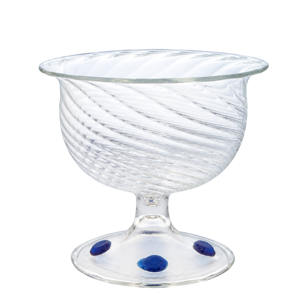 Glass Snacking Bowl Blue Dots Popcorn Bowl Issy Granger Glassware Spiral