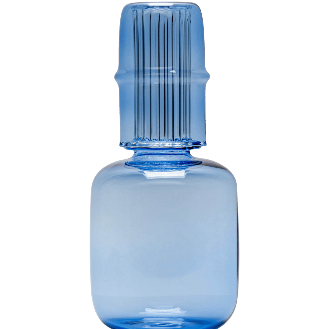 Glass Bedside Carafe and Water Tumbler Blue Issy Granger 
