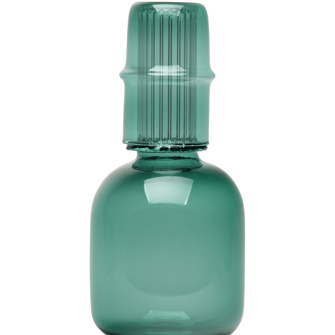 Glass Bedside Carafe and water tumbler teal Issy Granger 
