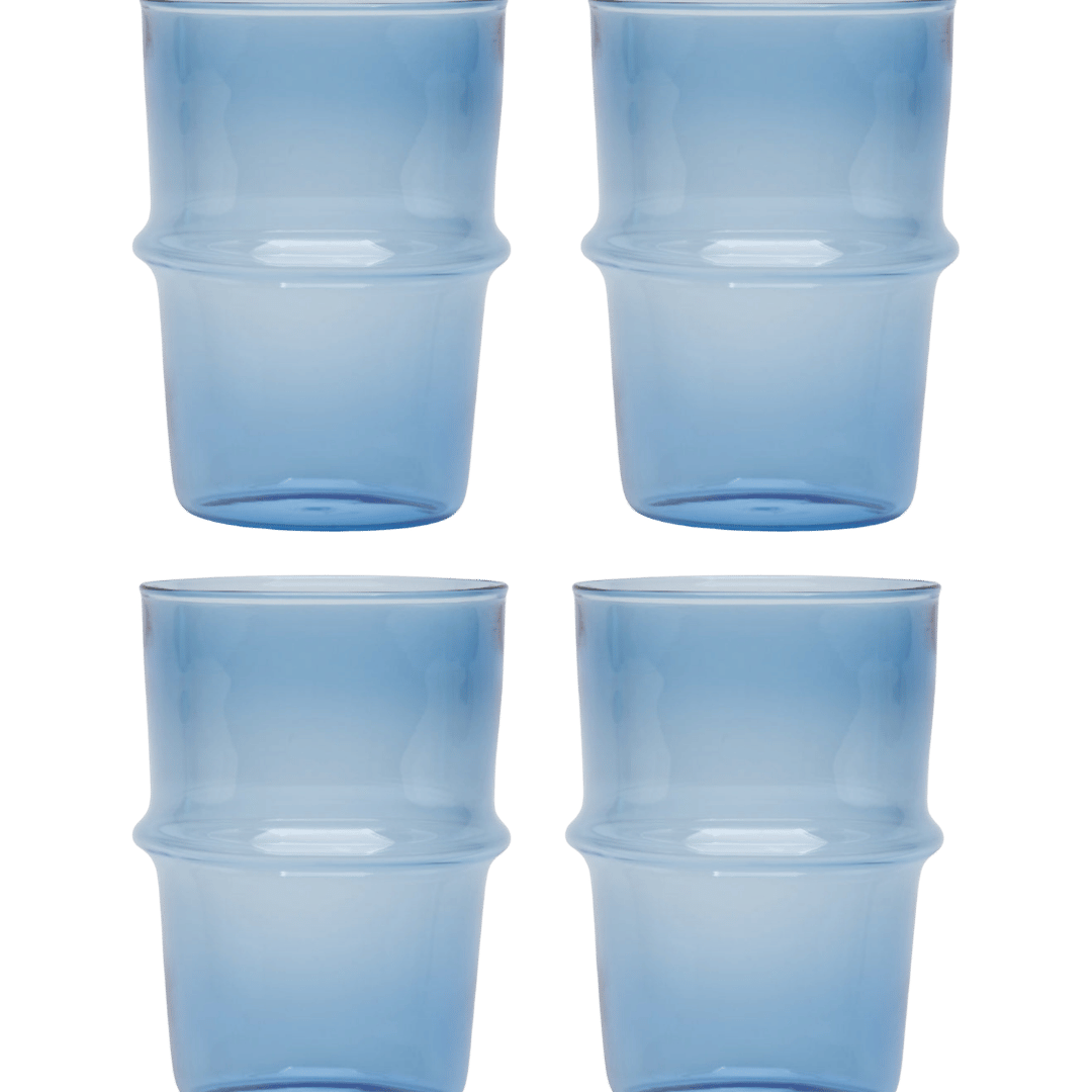 Glass Ridge Stackable Blue Water Tumblers Issy Granger 
