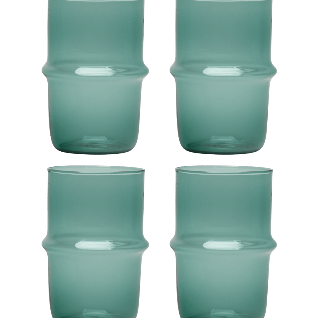 Glass Ridge Stackable Water Tumblers Issy Granger Teal Glass 