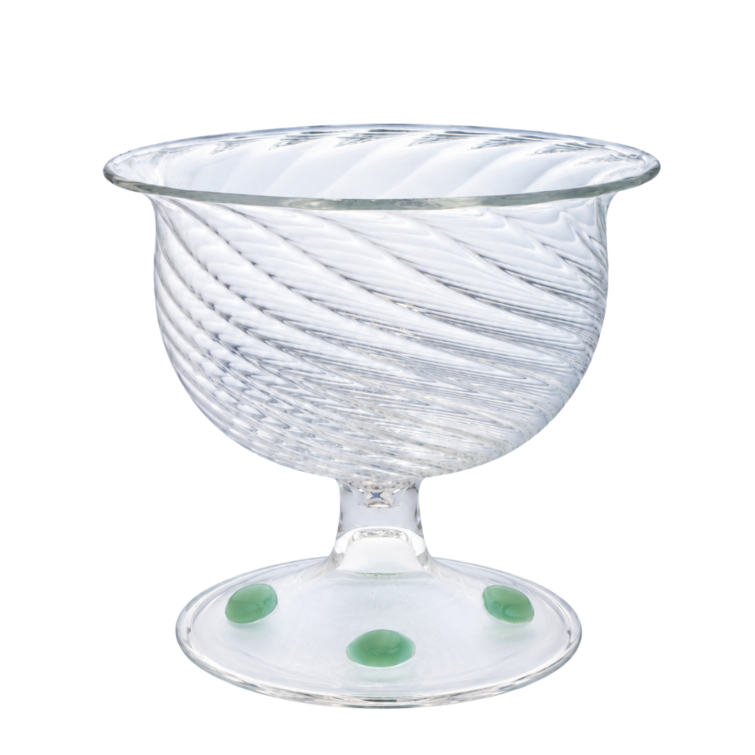 Glass Snacking Bowl Green Dots Popcorn Bowl Issy Granger Glassware