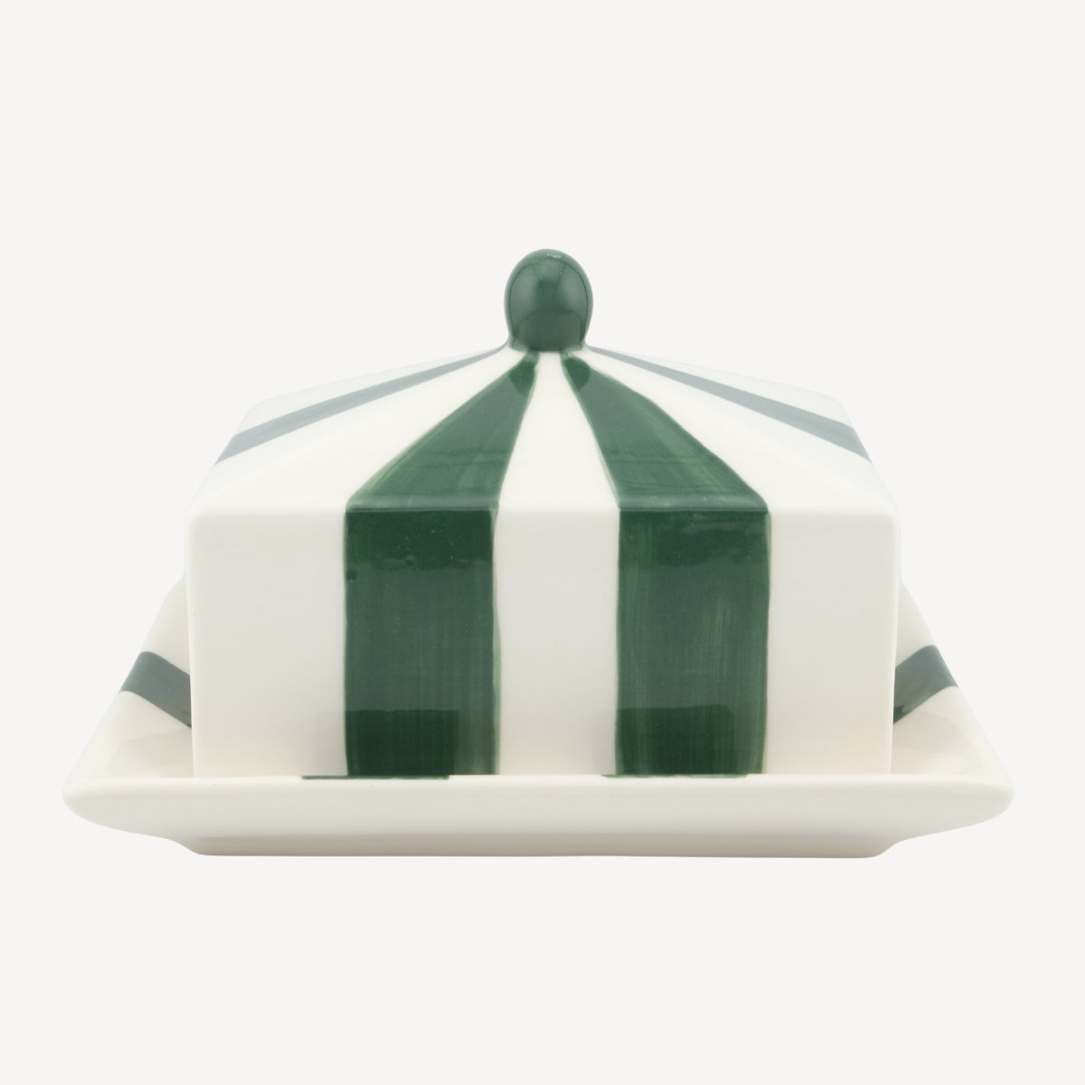 Circus Stripe Butter Dish - Green