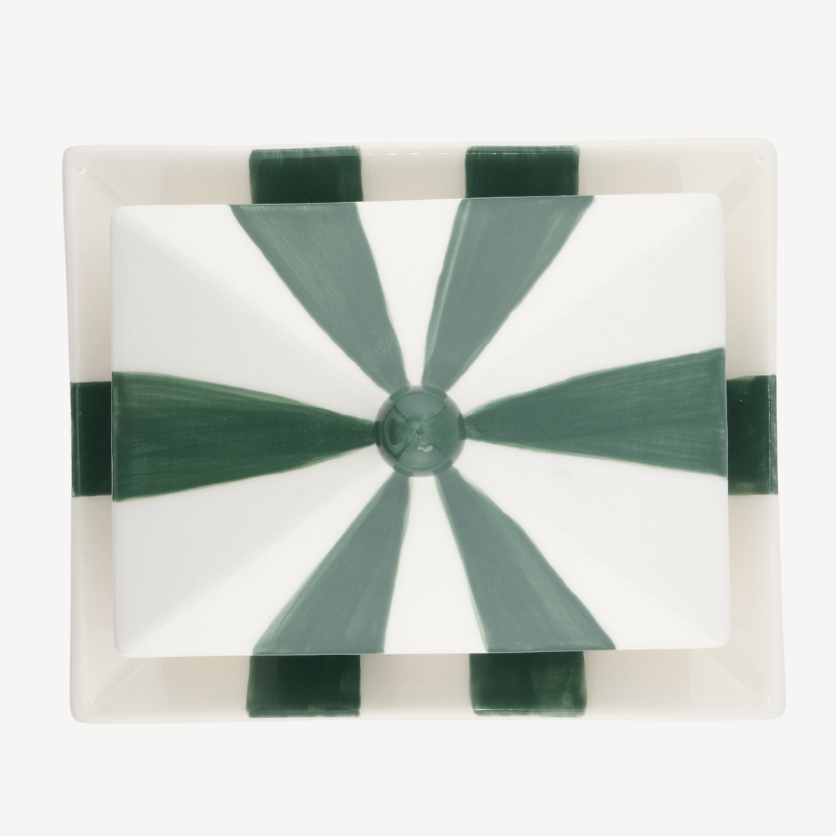 Circus Stripe Butter Dish - Green