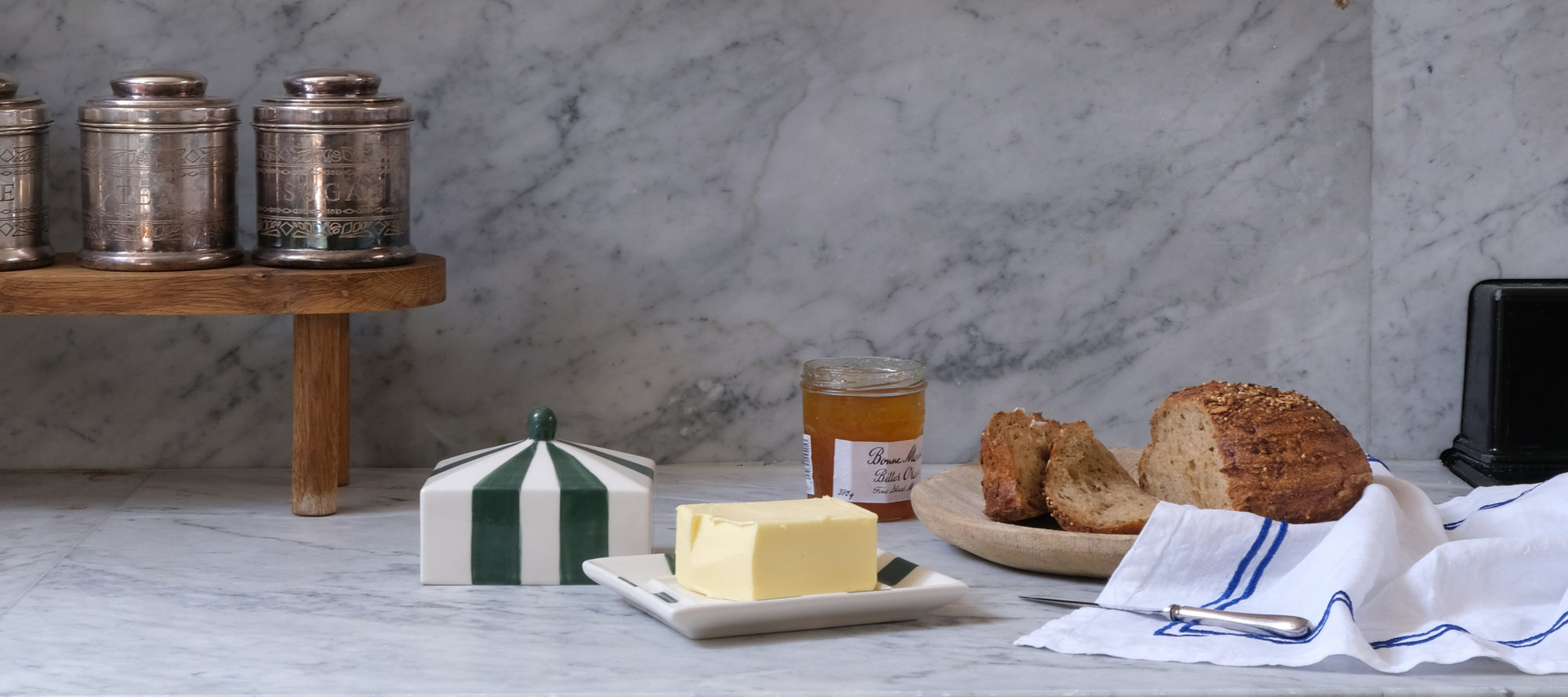 Green Butter Dish Issy Granger Circus Striped