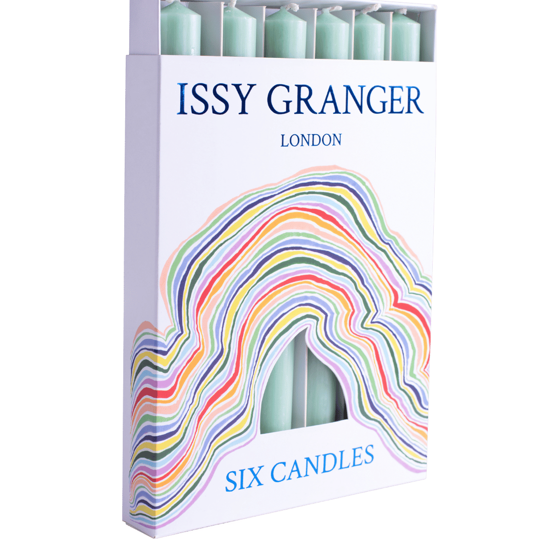 Hellebore Light Pale Green Wax Dinner Candles Issy Granger 