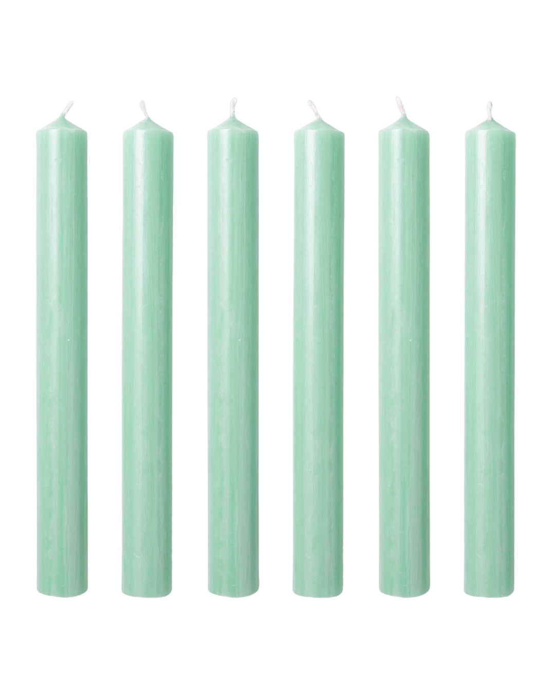 Hellebore Light Pale Green Wax Dinner Candles Issy Granger box of six 