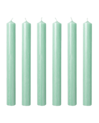 Hellebore Light Pale Green Wax Dinner Candles Issy Granger box of six 