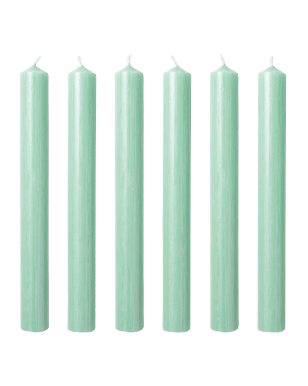 Hellebore Light Pale Green Wax Dinner Candles Issy Granger box of six 