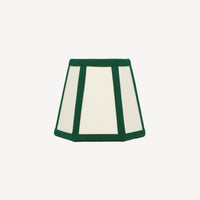 Hexagon Linen Lampshade, Green Trim - Candle Shade