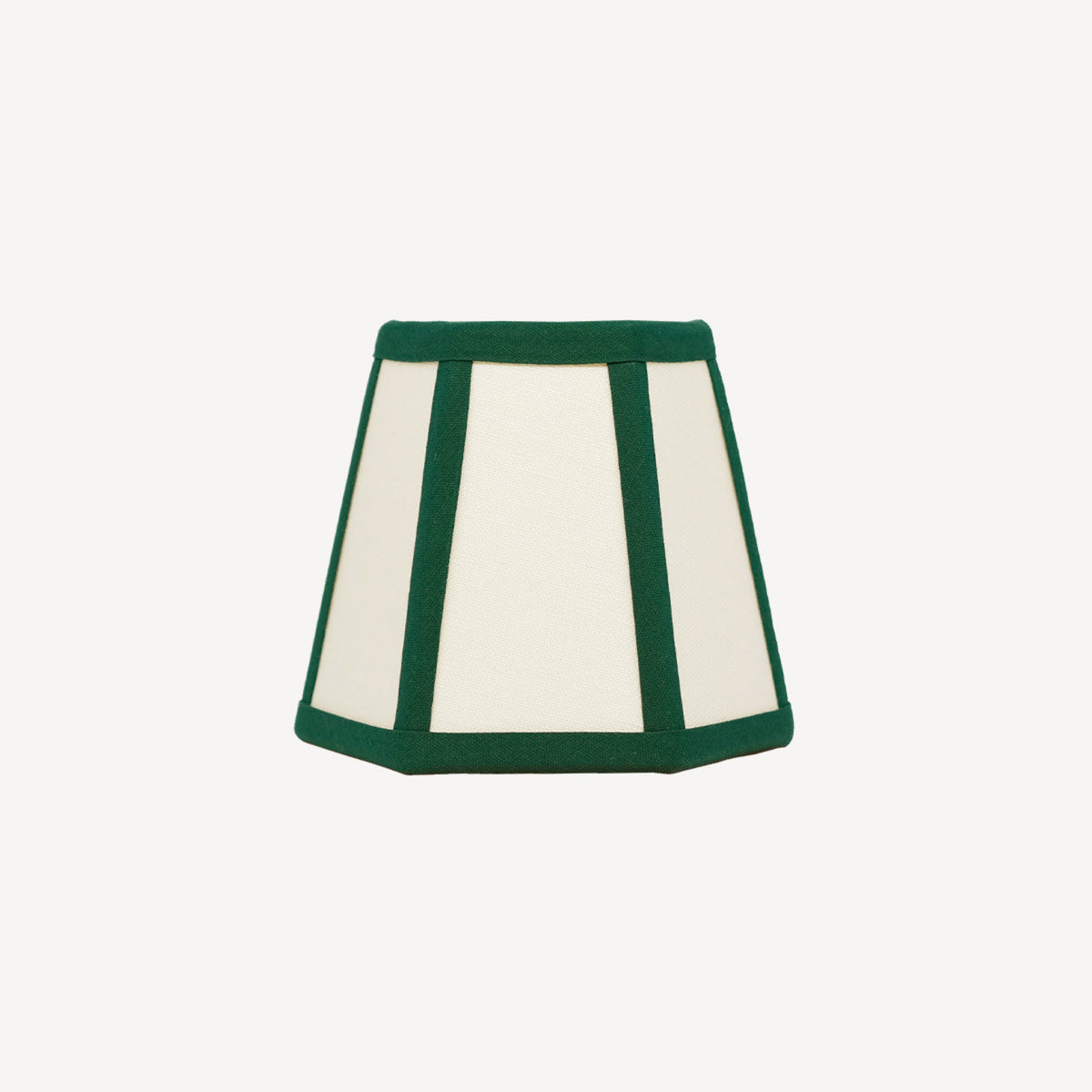 Hexagon Linen Lampshade, Green Trim - Candle Shade