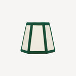 Hexagon Linen Lampshade, Green Trim - Candle Shade