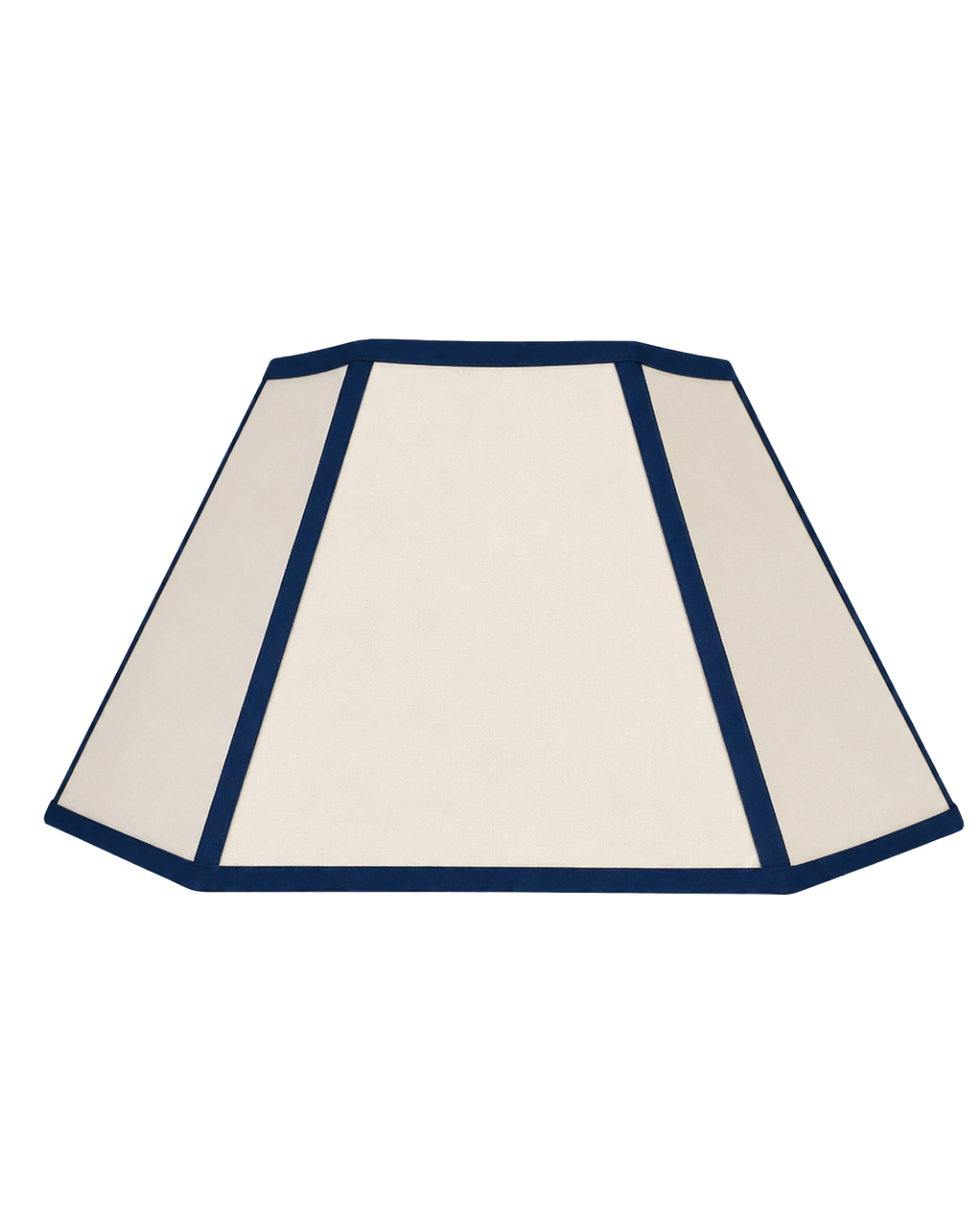 Hexagon Linen Lampshade, Navy Trim - Large
