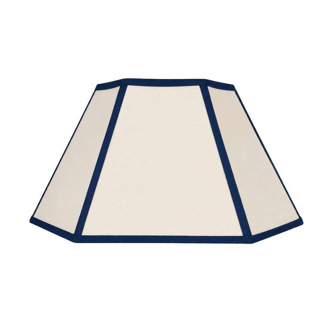 Hexagon Lampshade, Navy Trim - Medium
