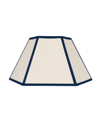 Hexagon Lampshade, Navy Trim - Medium