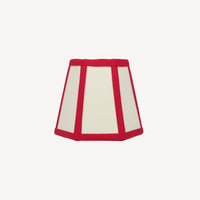 Hexagon Linen Lampshade, Red Trim - Candle Shade