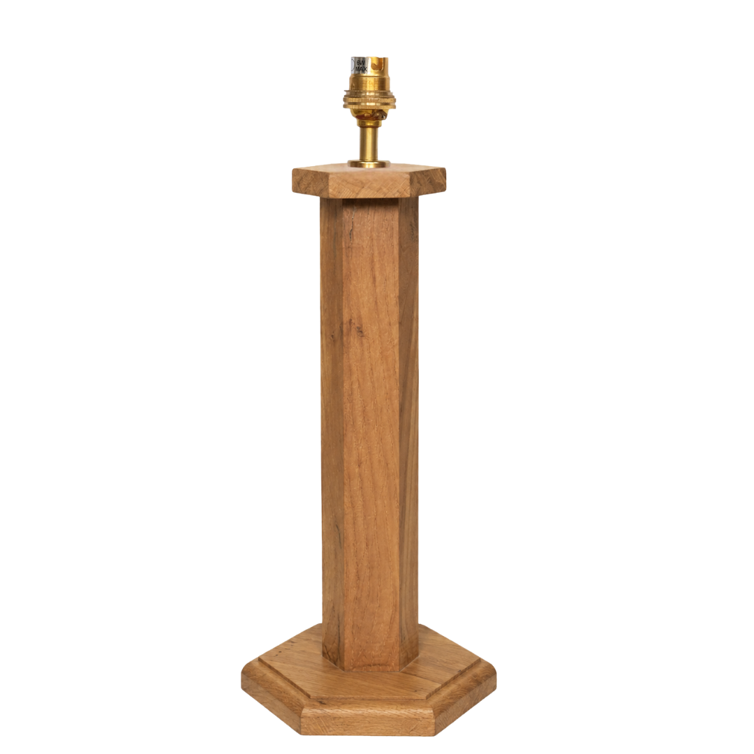 Hexagon Bedside Lamp - Natural Oak