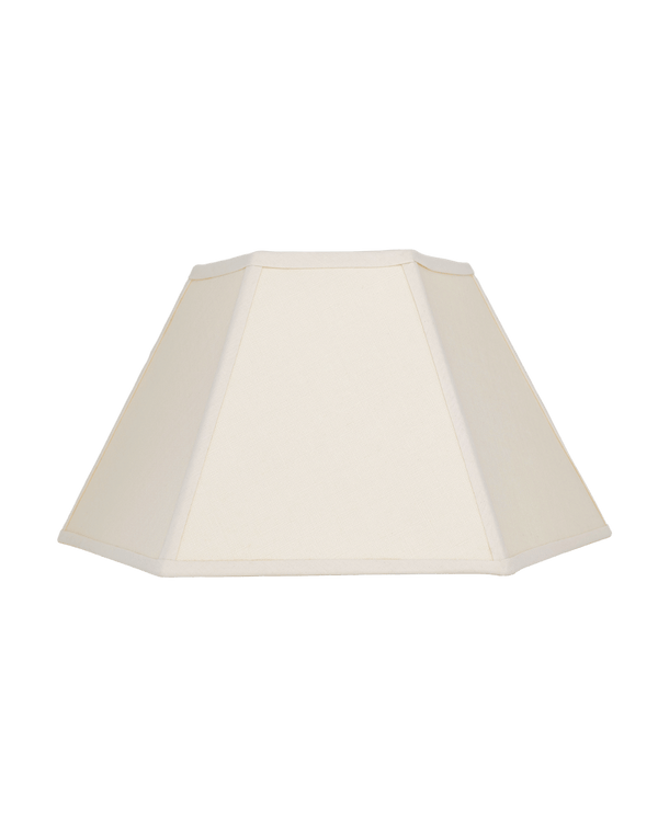 Hexagon Linen Lampshade Cream Trim Medium 