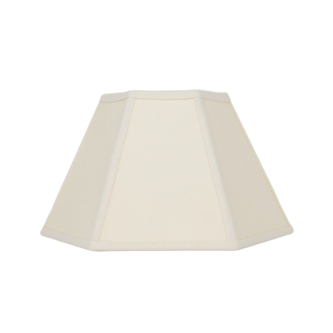 Hexagon Linen Lampshade Cream Trim Small 