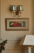 Hexagon Linen Lampshade, Green Trim - Candle Shade