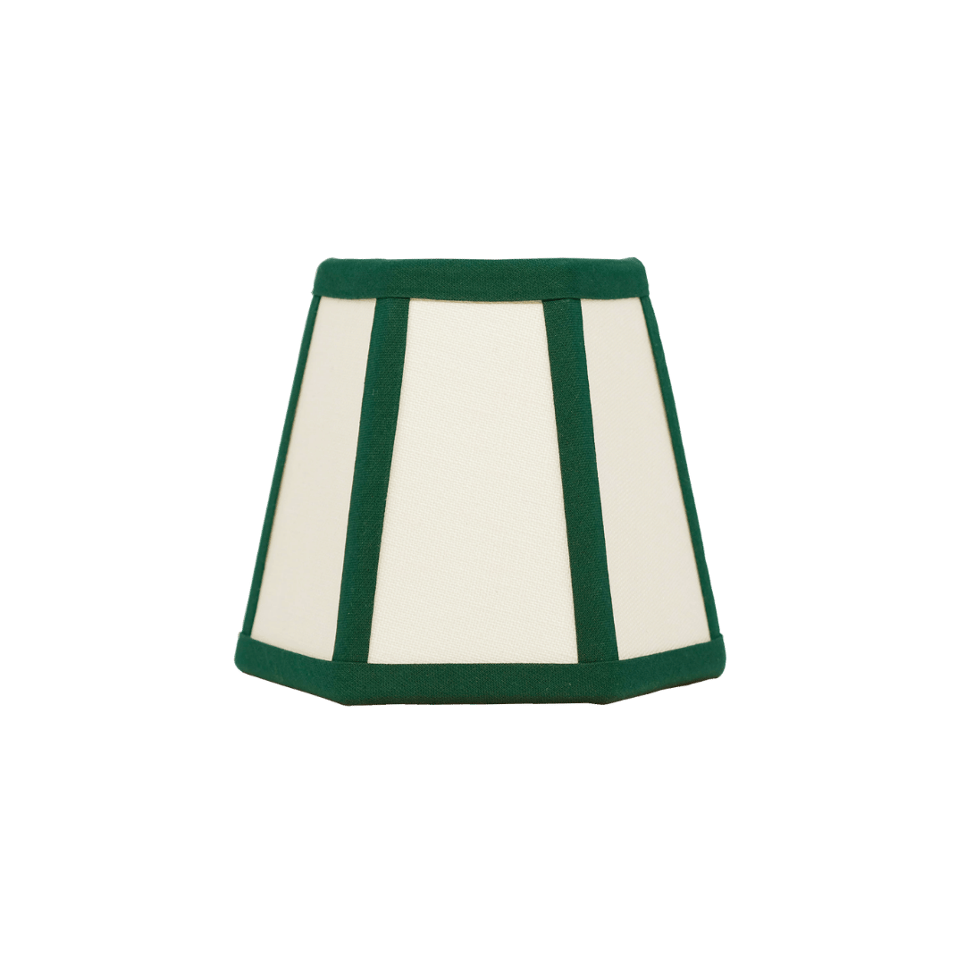 Hexagon Linen Lampshade Green Trim Candle Clip Shade Issy Granger 