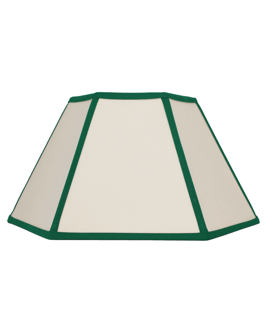 Hexagon Linen Lampshade Green Trim Large