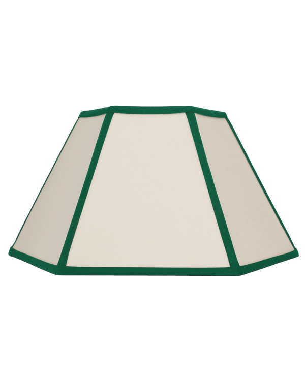 Hexagon Linen Lampshade Green Trim Large