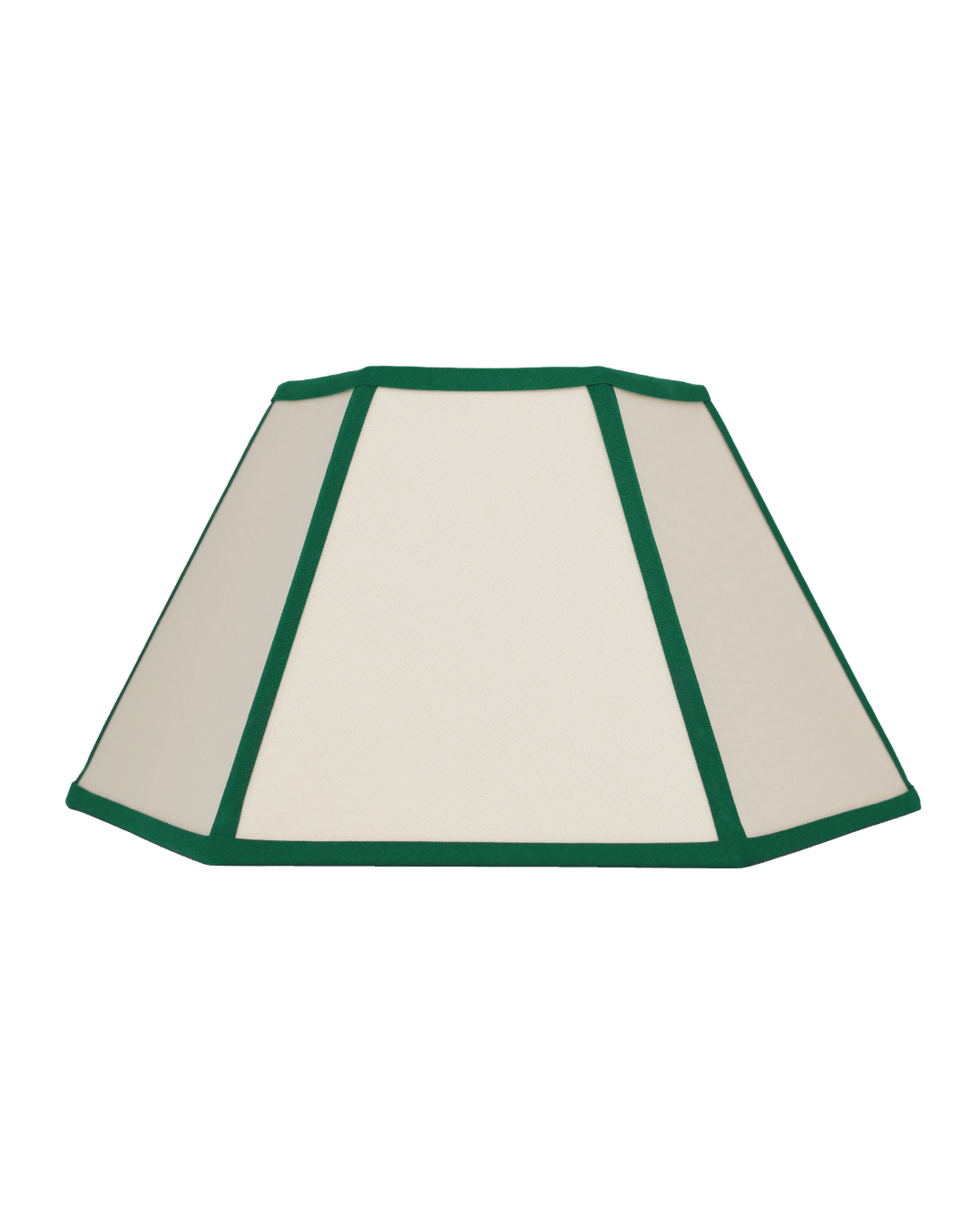 Hexagon Linen Lampshade Green Trim Medium 