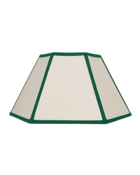 Hexagon Linen Lampshade Green Trim Medium 