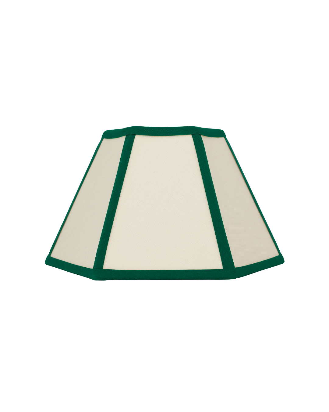 Hexagon Linen Lampshade Green Trim Small 