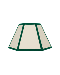Hexagon Linen Lampshade Green Trim Small 