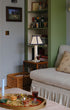 Hexagon Bedside Lamp Oyster White Navy Trim Small Hexagon Lampshade 