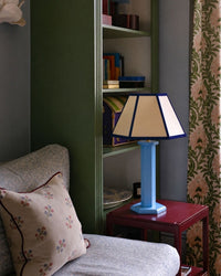 Hexagon Lampshade, Navy Trim - Medium