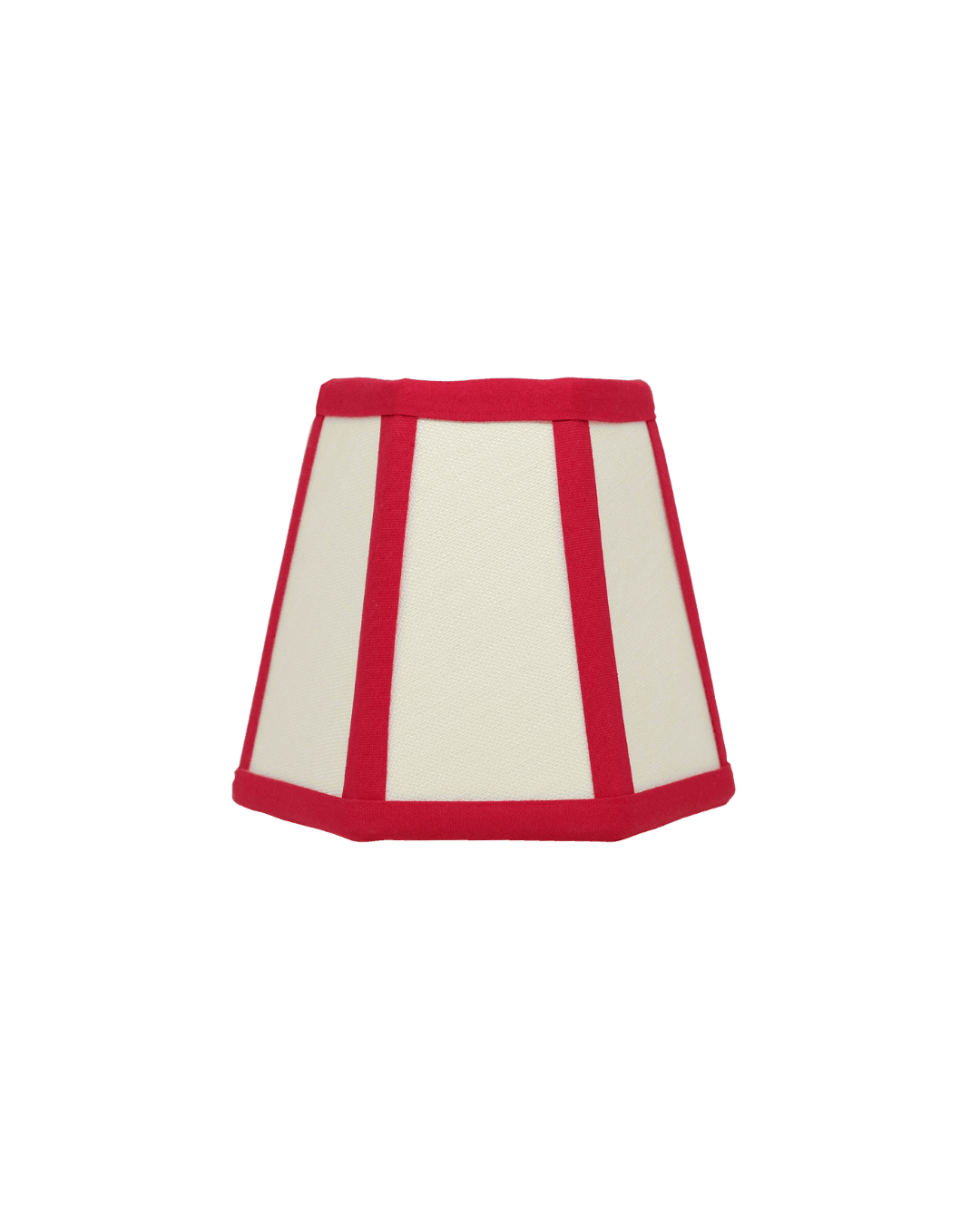 Hexagon Linen Lampshade Red Trim Candle Clip Shade 