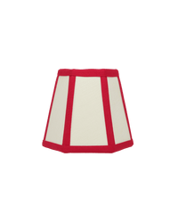 Hexagon Linen Lampshade Red Trim Candle Clip Shade 