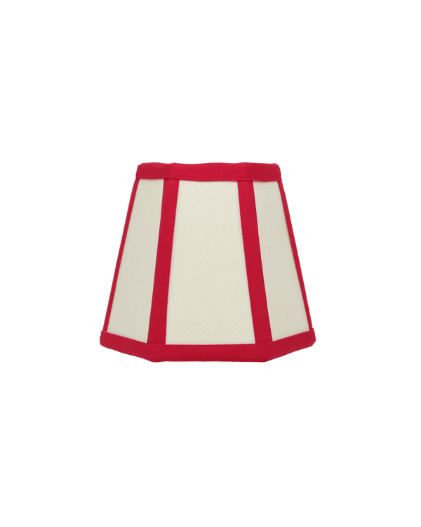 Hexagon Linen Lampshade Red Trim Candle Clip Shade 