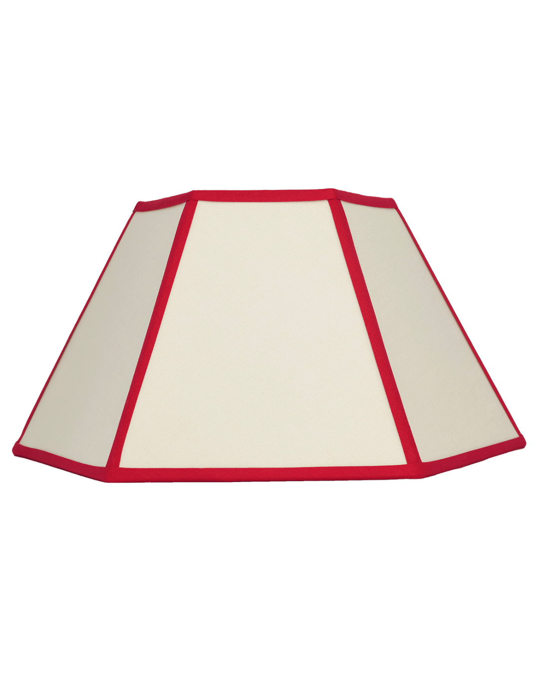 Hexagon Linen Lampshade Red Trim Large