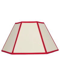 Hexagon Linen Lampshade Red Trim Large