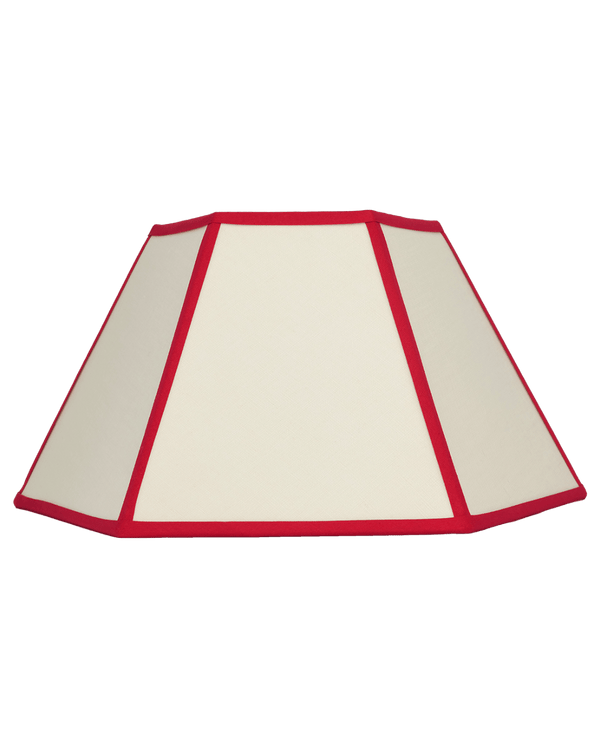 Hexagon Linen Lampshade Red Trim Large